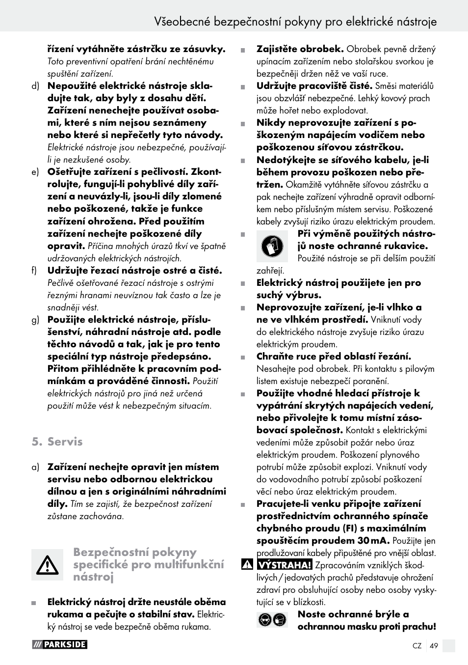 Servis | Parkside PMFW 280 A2 User Manual | Page 49 / 75