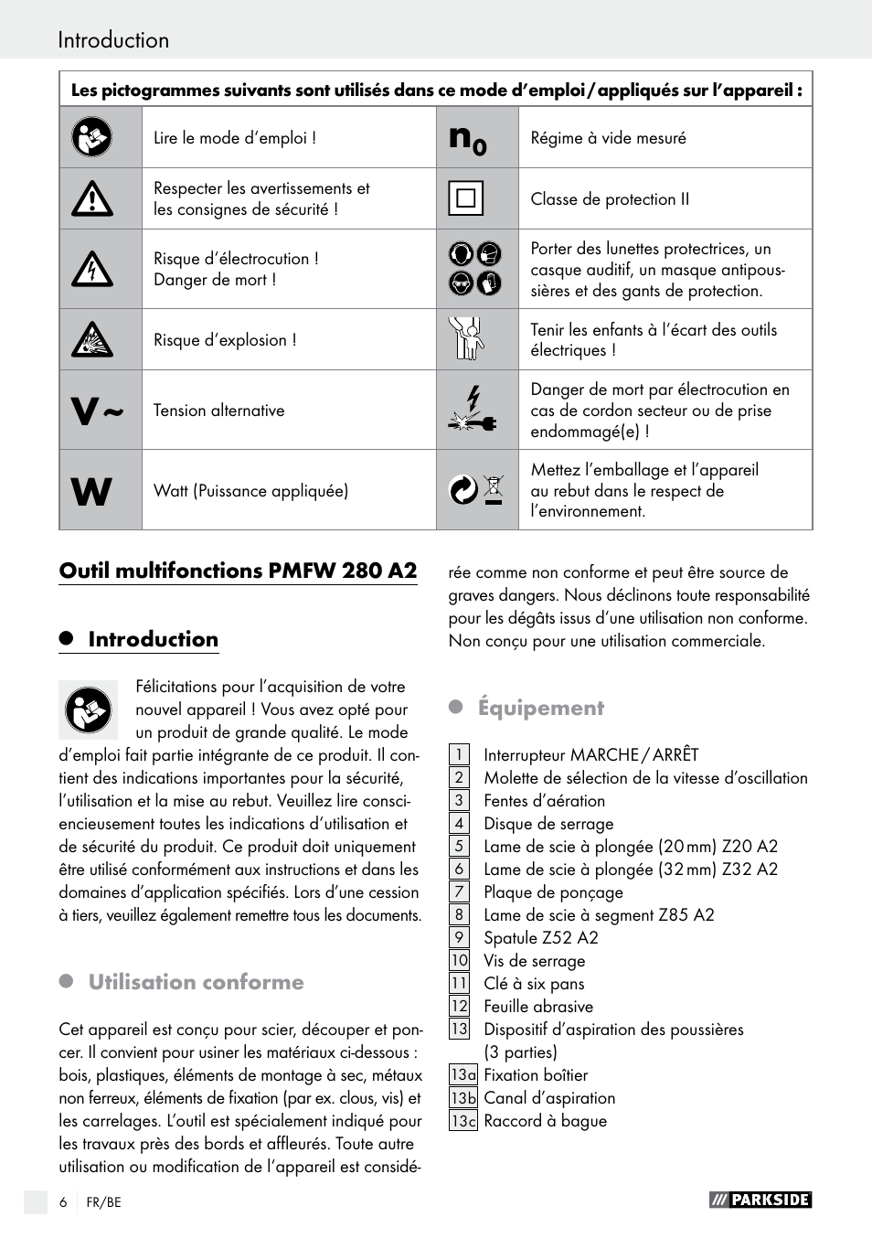 Parkside PMFW 280 A2 User Manual | Page 6 / 44