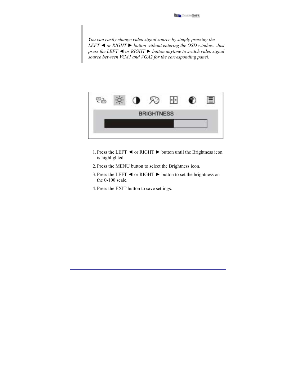 Brightness | DoubleSight Displays DS-15xx User Manual | Page 29 / 53