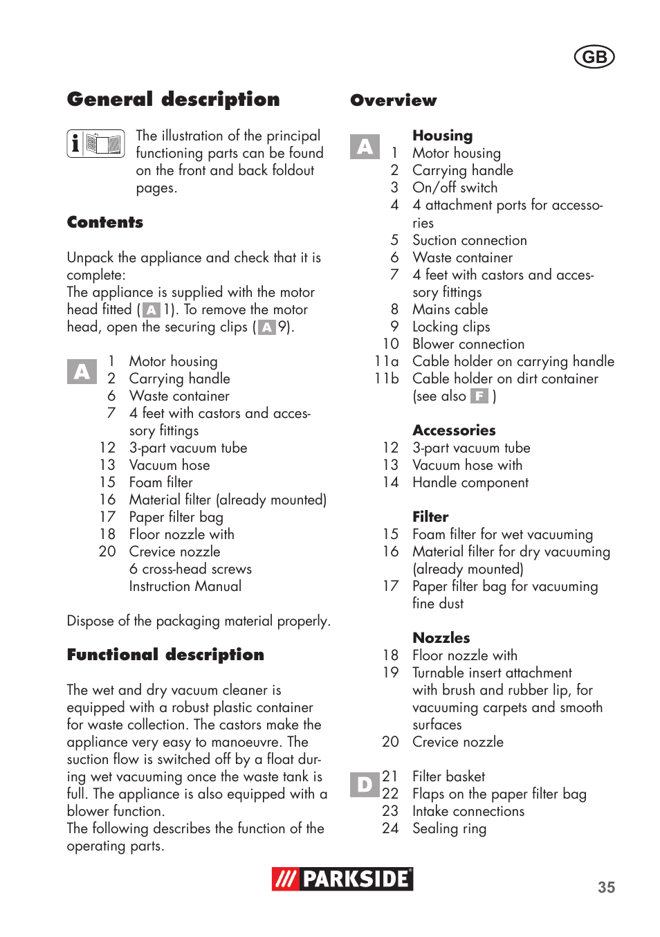 General description | Parkside PNTS 1300 B2 User Manual | Page 35 / 48