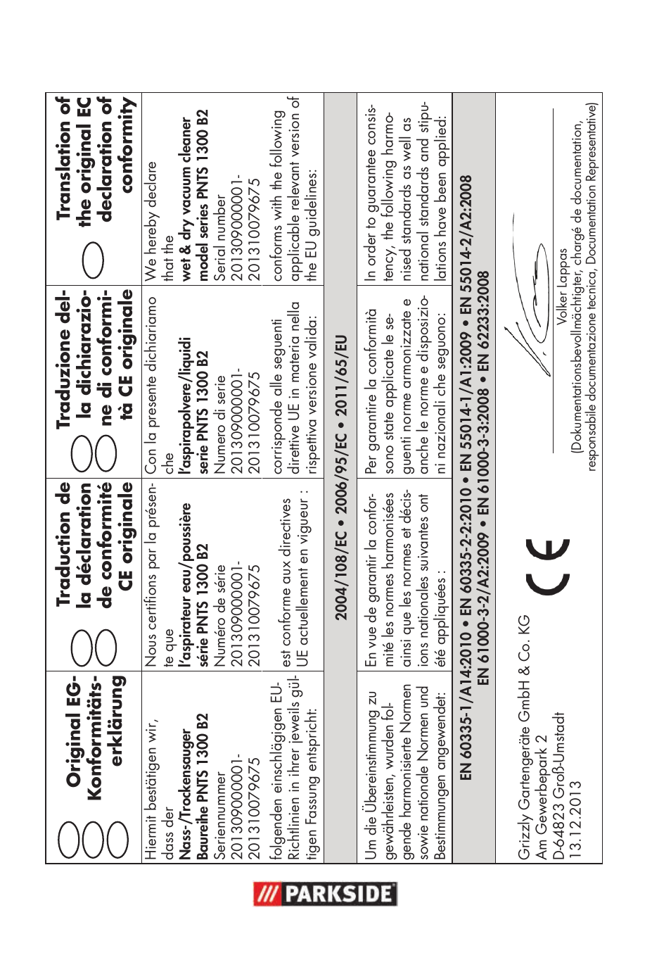 Parkside PNTS 1300 B2 User Manual | Page 44 / 48