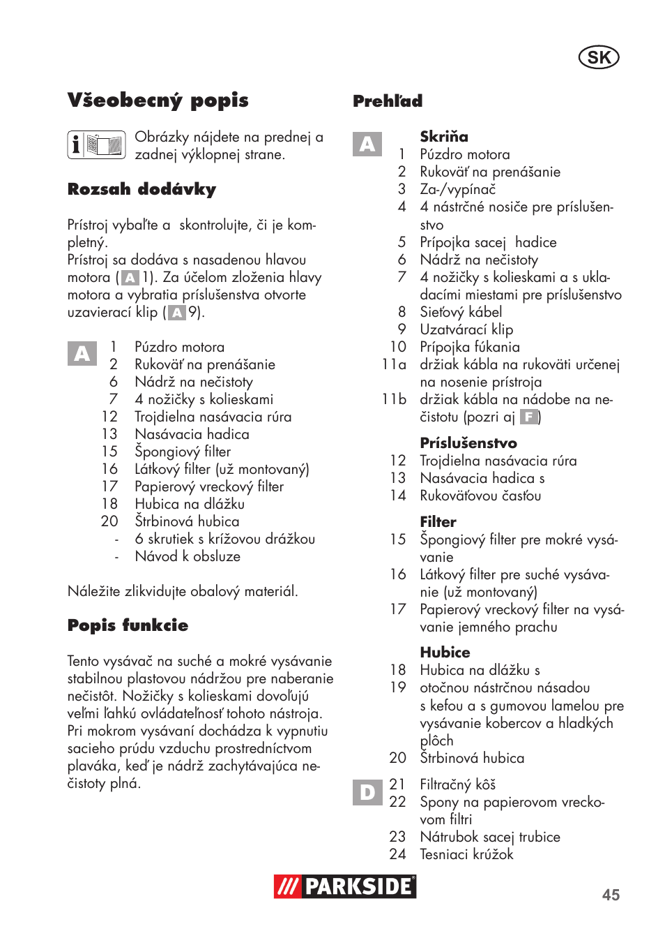 Všeobecný popis | Parkside PNTS 1300 B2 User Manual | Page 45 / 68