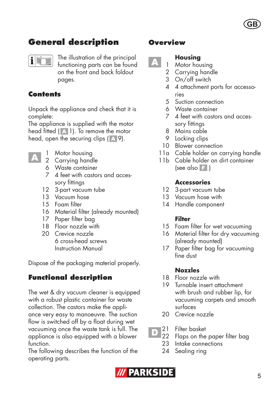 General description | Parkside PNTS 1300 B2 User Manual | Page 5 / 68