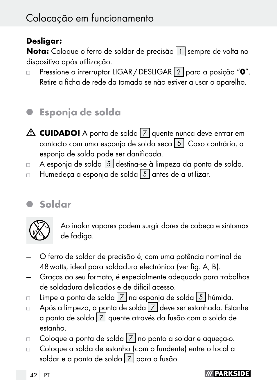 Esponja de solda, Soldar | Parkside PLS 48 B1 User Manual | Page 42 / 75