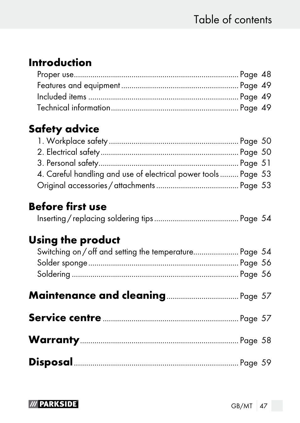 Parkside PLS 48 B1 User Manual | Page 47 / 75