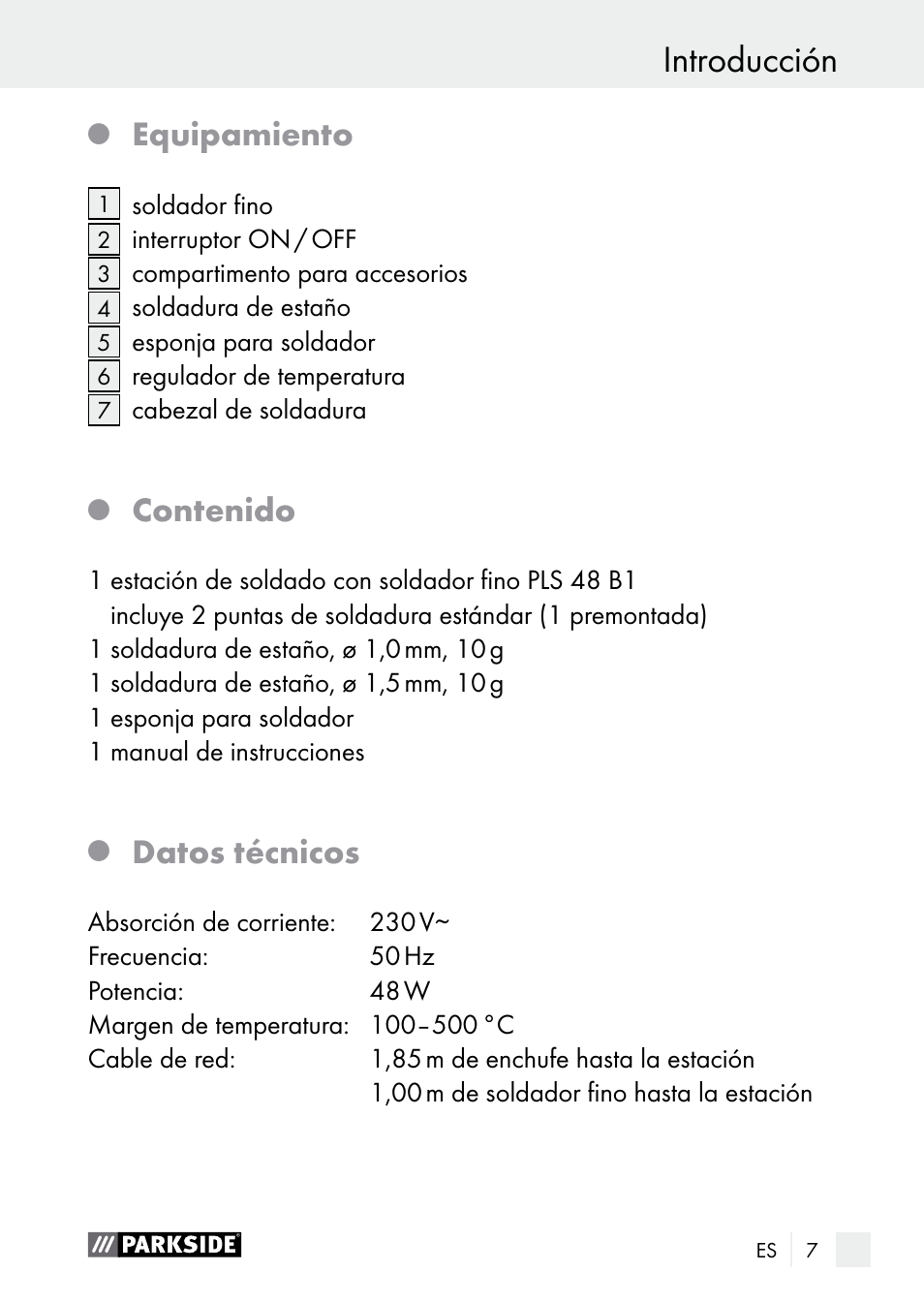 Parkside PLS 48 B1 User Manual | Page 7 / 75