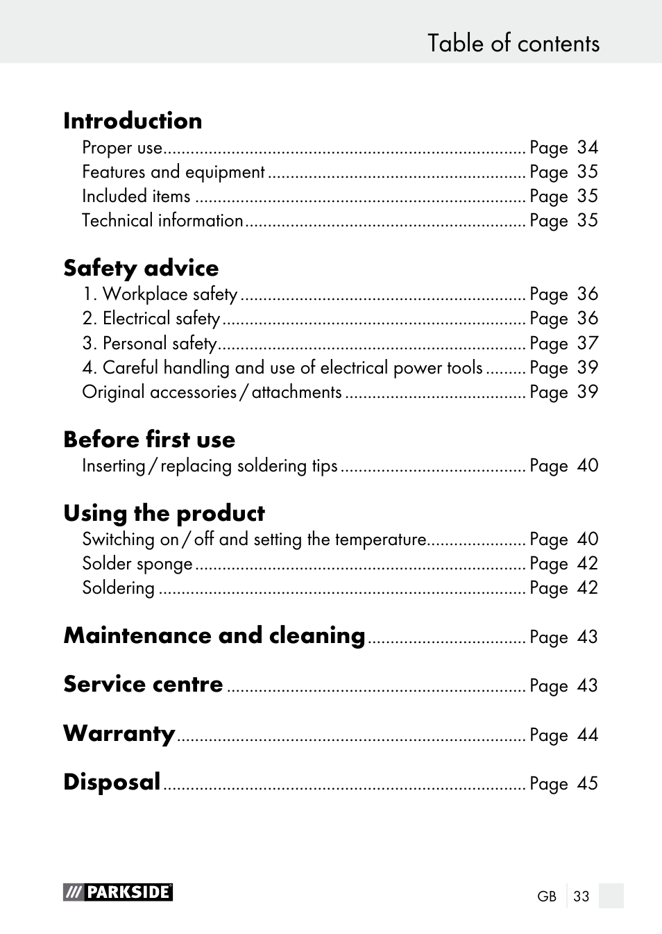 Parkside PLS 48 B1 User Manual | Page 33 / 46