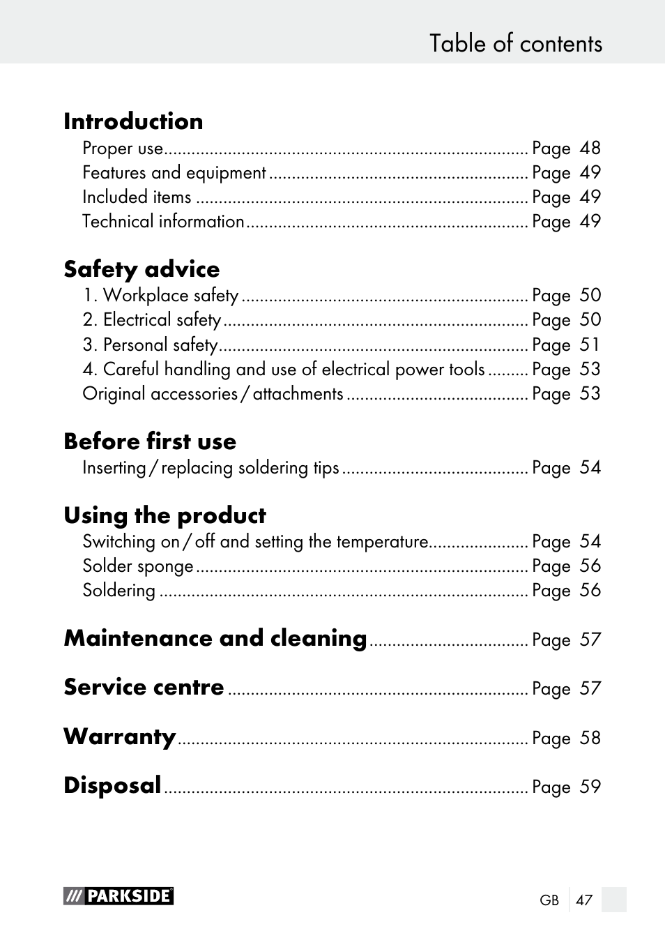 Parkside PLS 48 B1 User Manual | Page 47 / 60