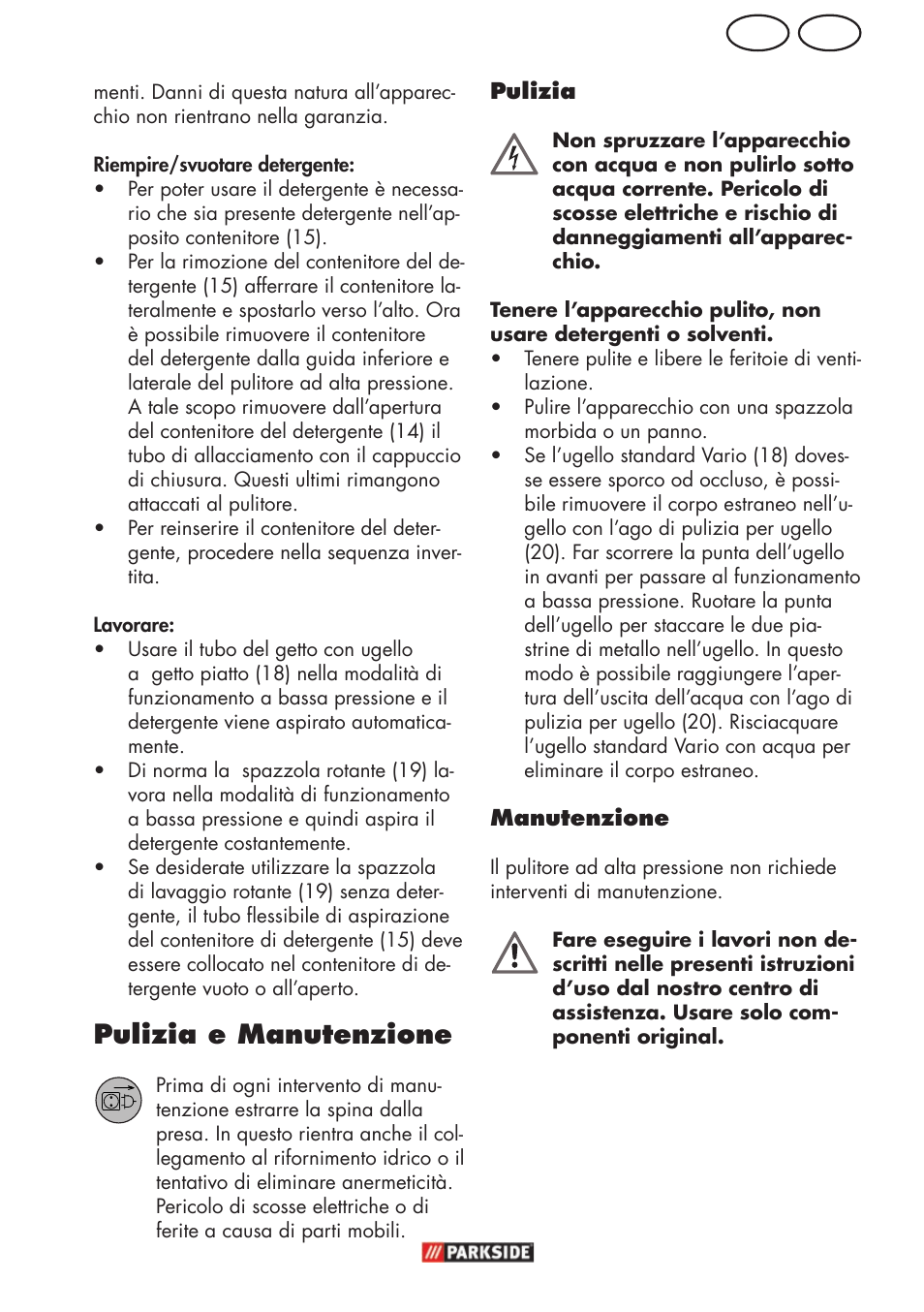 Mt it, Pulizia e manutenzione | Parkside PHD 150 C2 User Manual | Page 25 / 70