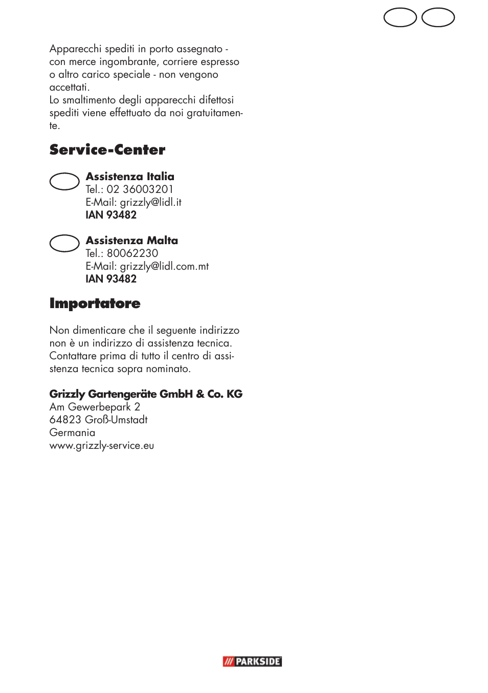 Mt it, Service-center, Importatore | Parkside PHD 150 C2 User Manual | Page 29 / 70