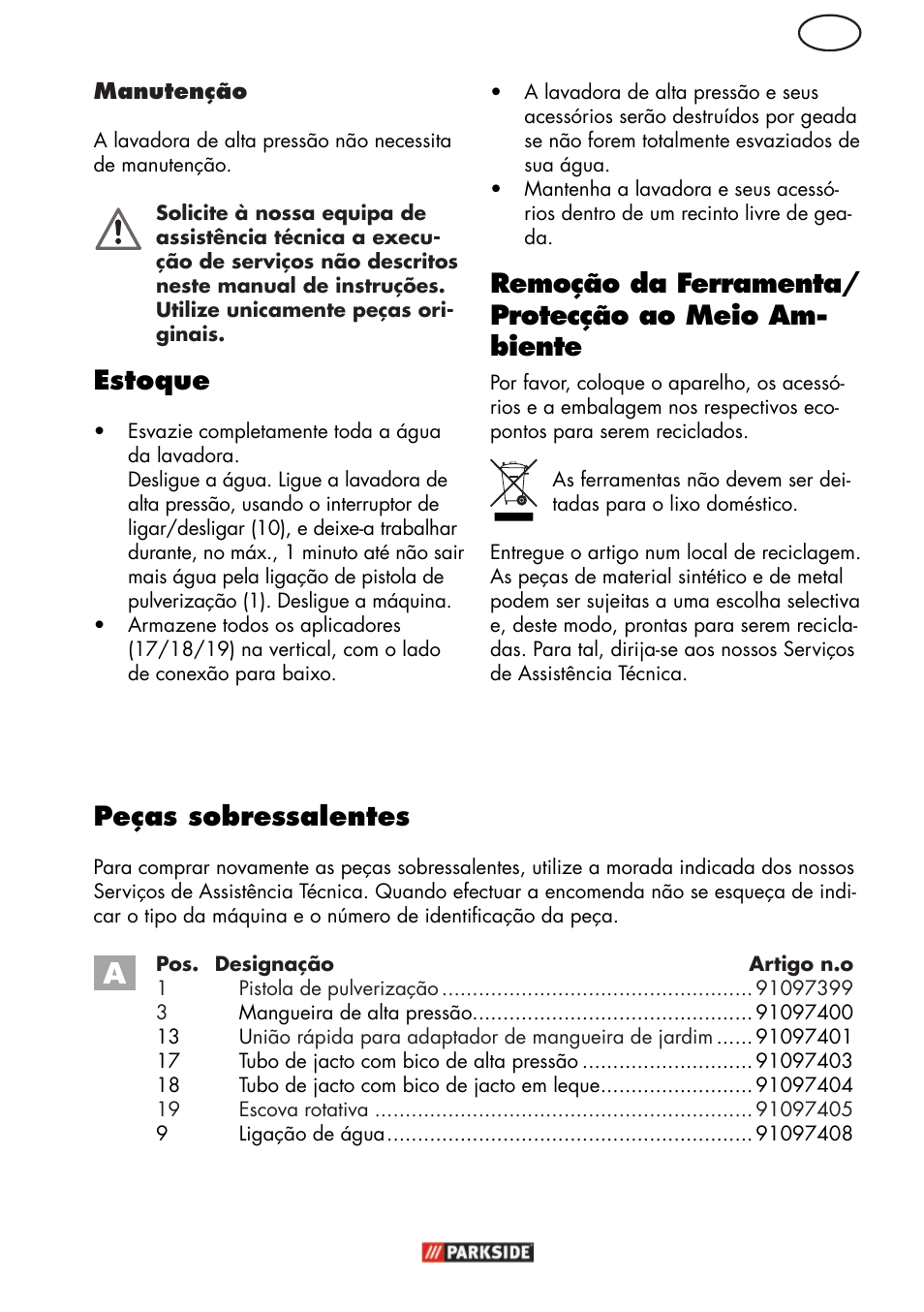 Pt peças sobressalentes, Estoque | Parkside PHD 150 C2 User Manual | Page 39 / 70