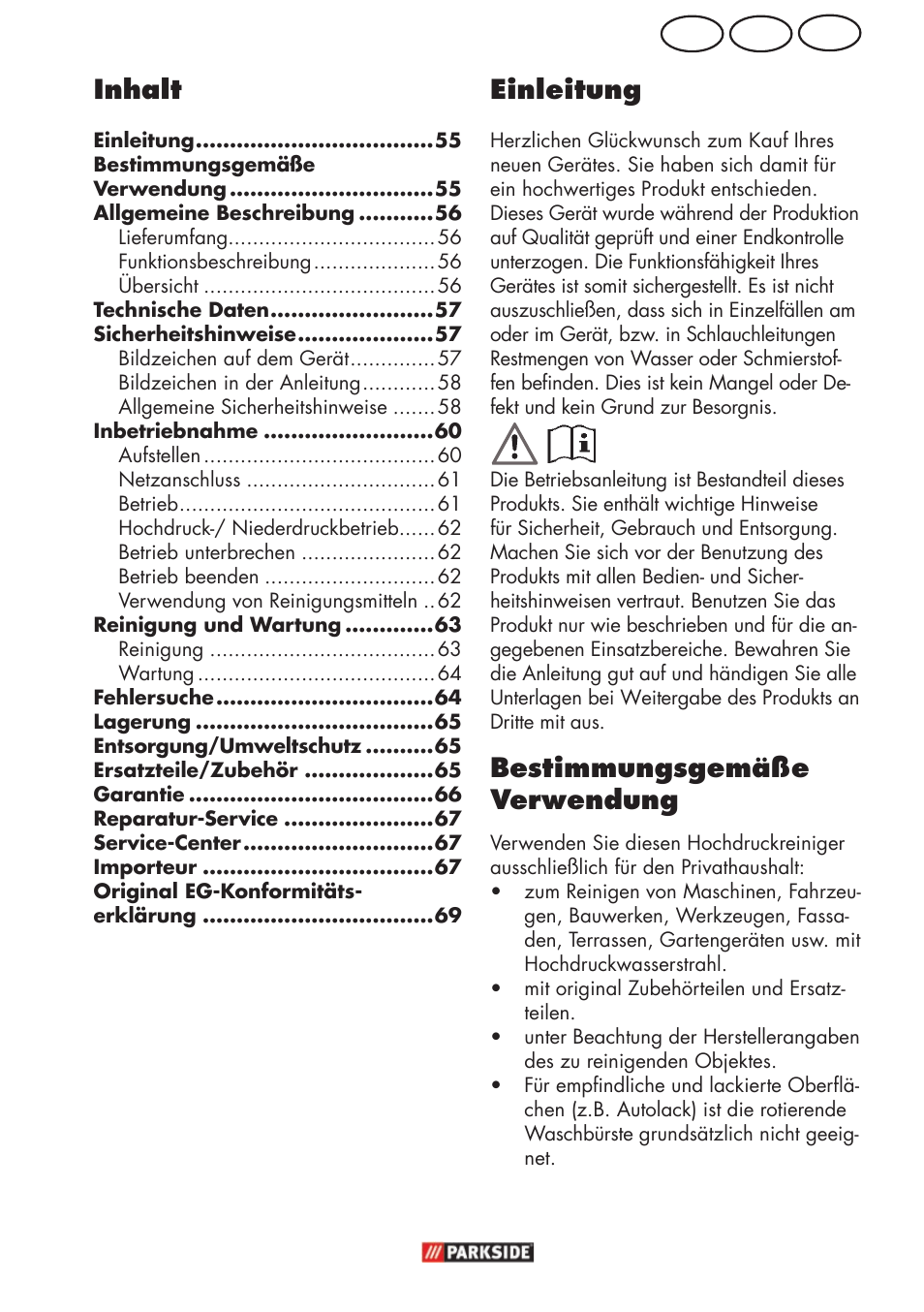Ch at de einleitung, Bestimmungsgemäße verwendung, Inhalt | Parkside PHD 150 C2 User Manual | Page 55 / 70