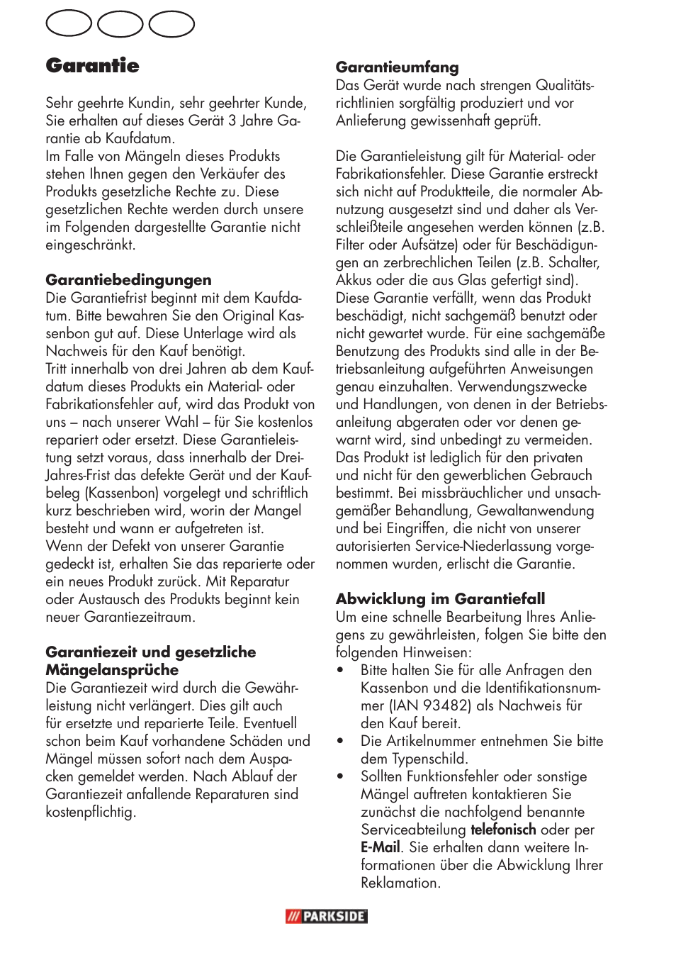 At de ch garantie | Parkside PHD 150 C2 User Manual | Page 66 / 70