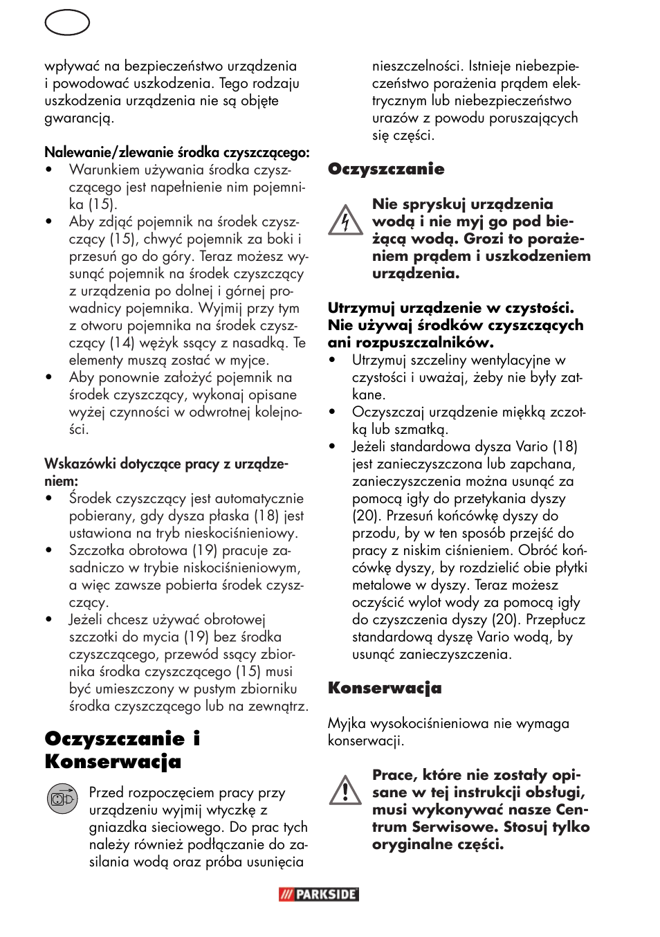 Oczyszczanie i konserwacja | Parkside PHD 150 C2 User Manual | Page 24 / 94