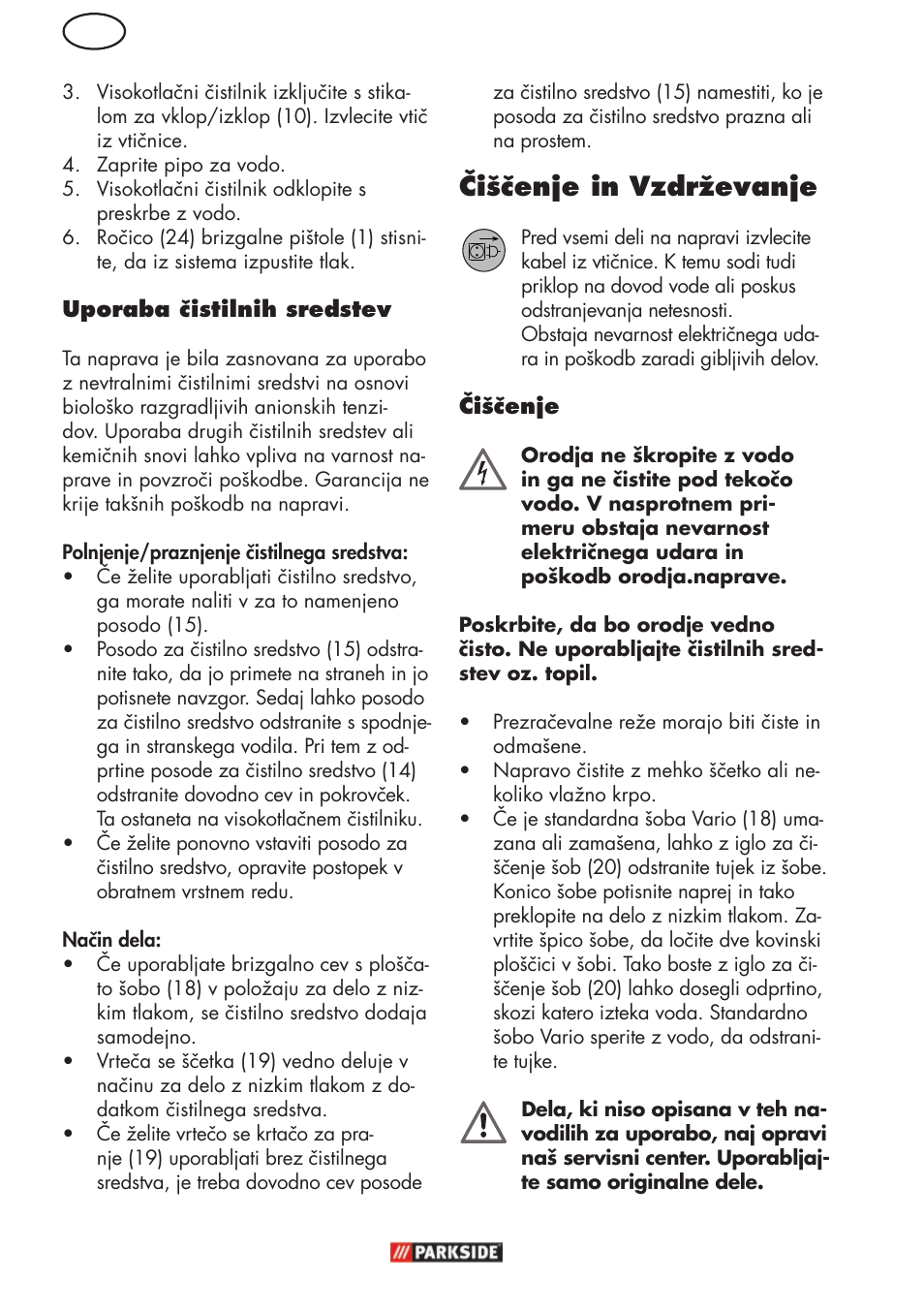 Čiščenje in vzdrževanje | Parkside PHD 150 C2 User Manual | Page 48 / 94