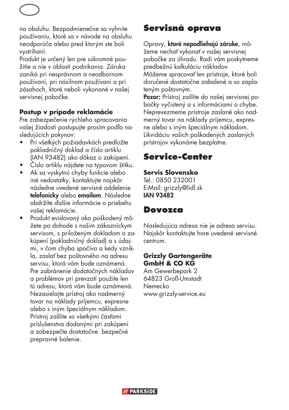 Servisná oprava, Service-center, Dovozca | Parkside PHD 150 C2 User Manual | Page 76 / 94