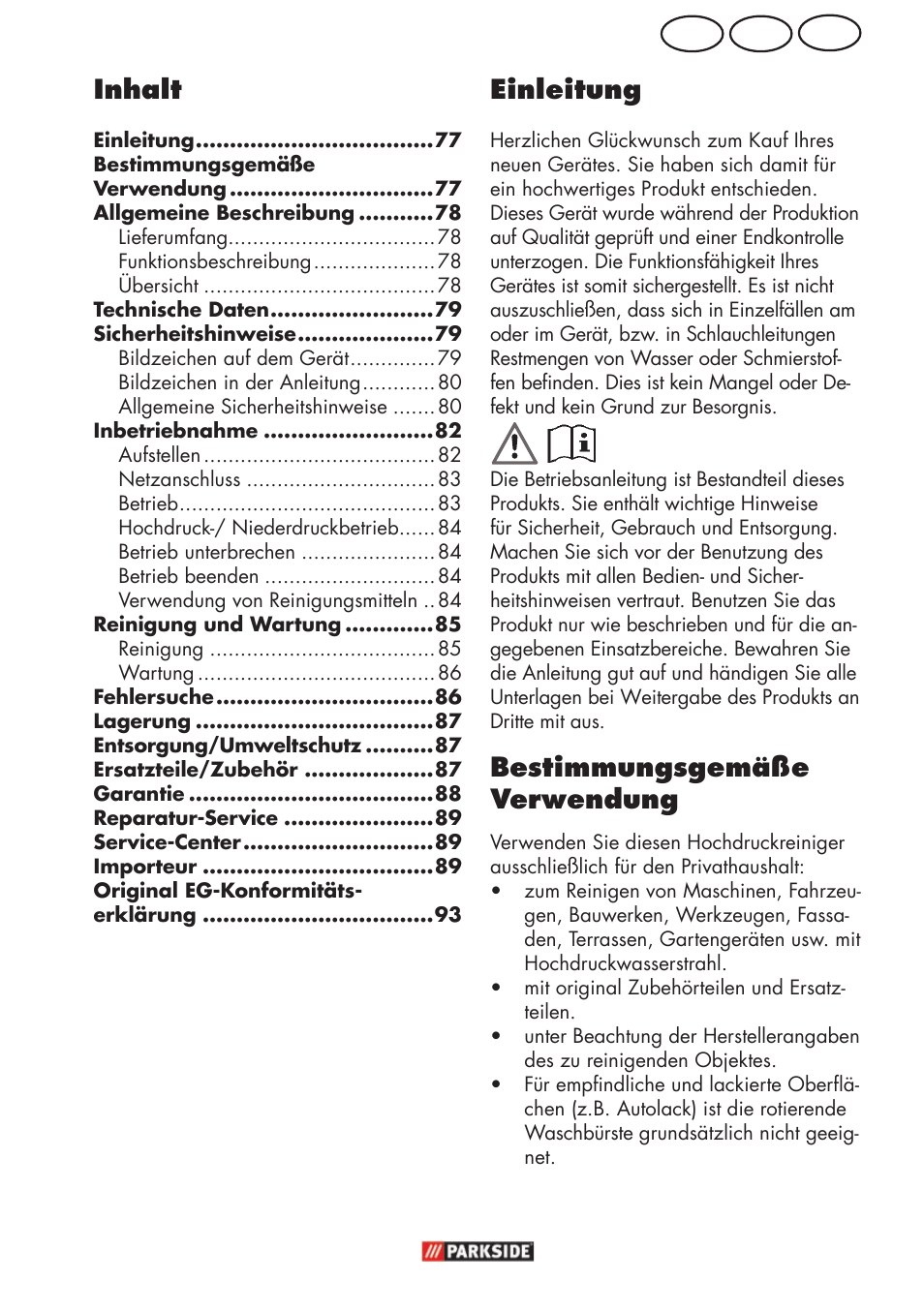 Ch at de einleitung, Bestimmungsgemäße verwendung, Inhalt | Parkside PHD 150 C2 User Manual | Page 77 / 94
