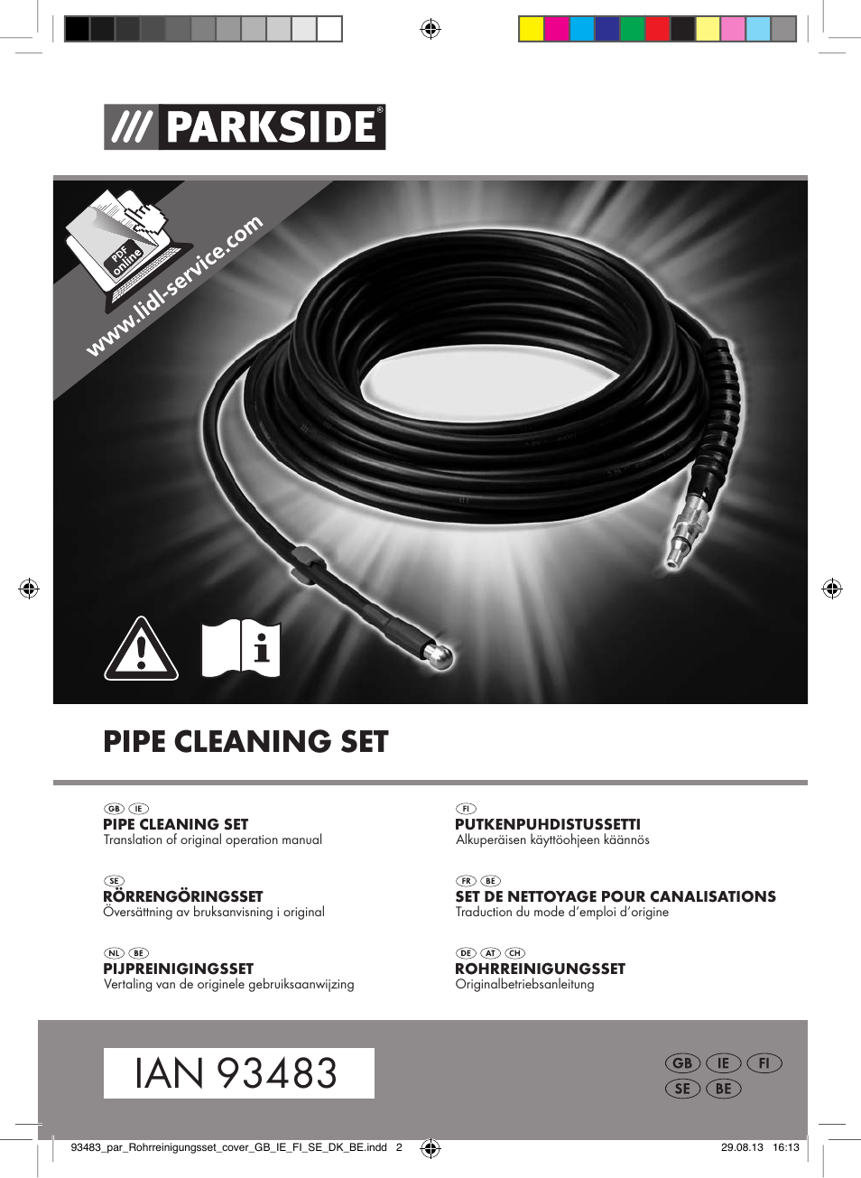 Parkside Pipe Cleaning Set User Manual | 22 pages