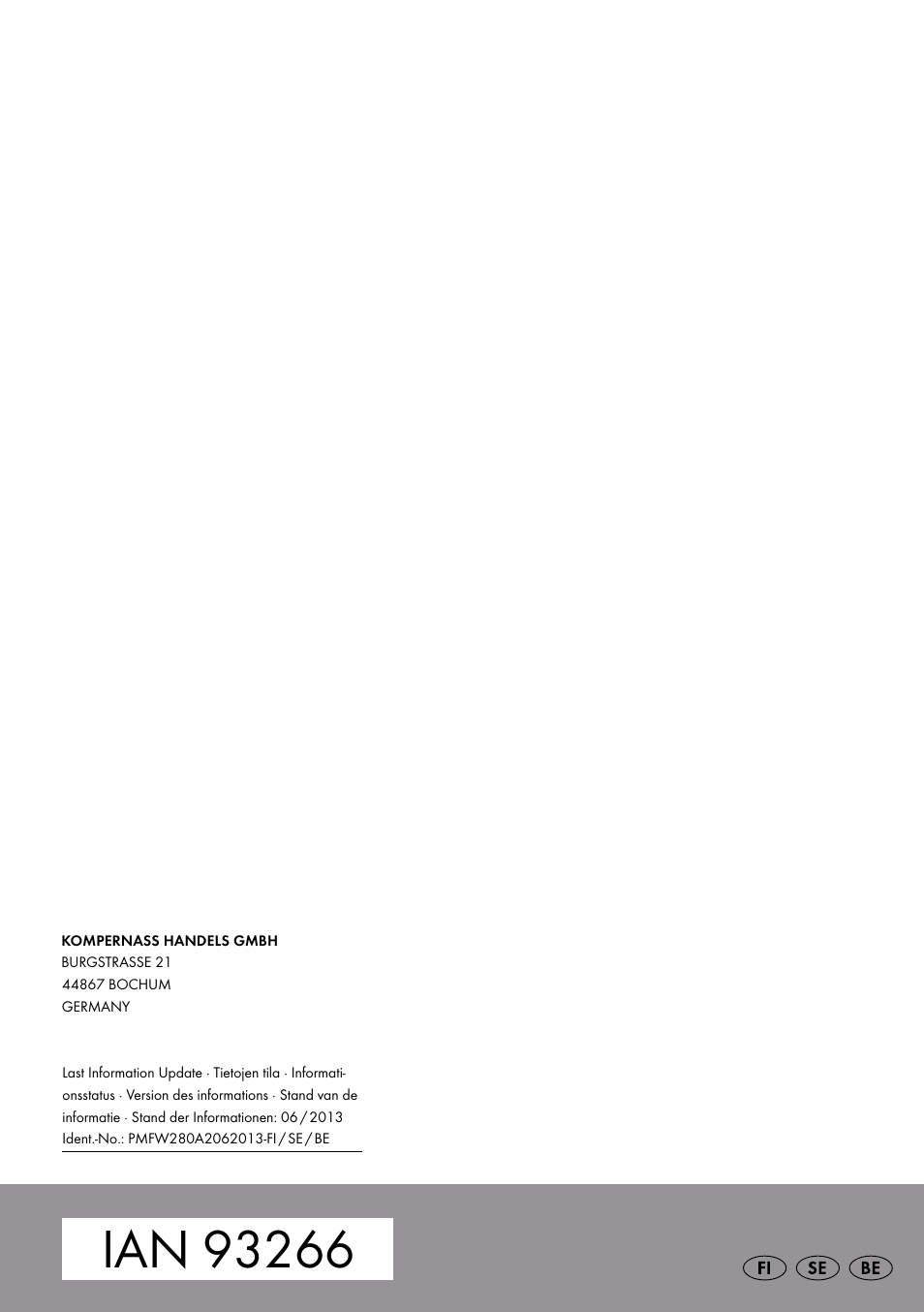 Parkside PMFW 280 A2 User Manual | Page 60 / 60