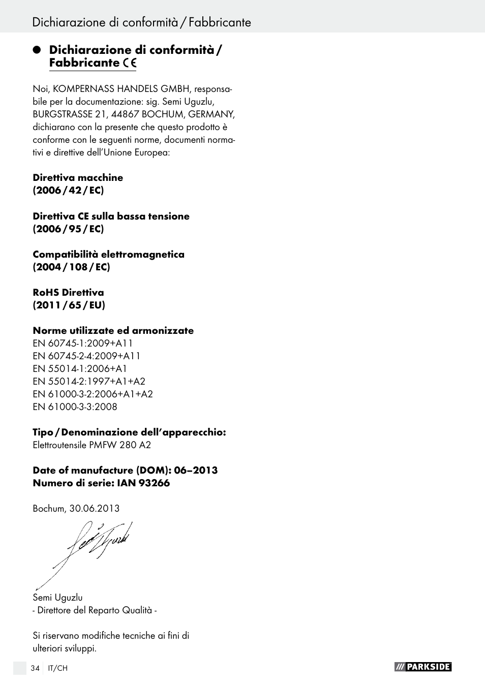 Parkside PMFW 280 A2 User Manual | Page 34 / 44