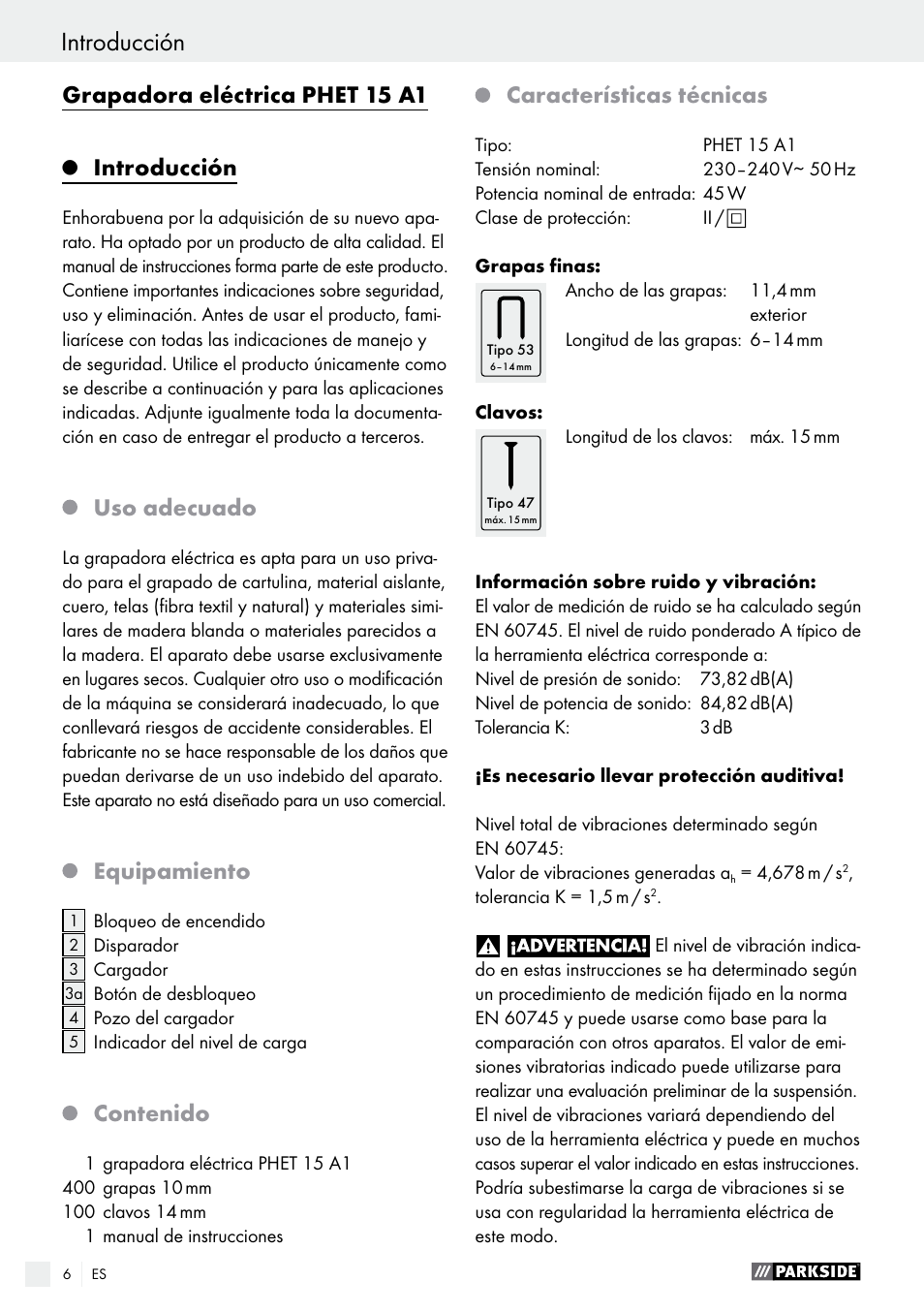 Parkside PHET 15 A1 User Manual | Page 6 / 44