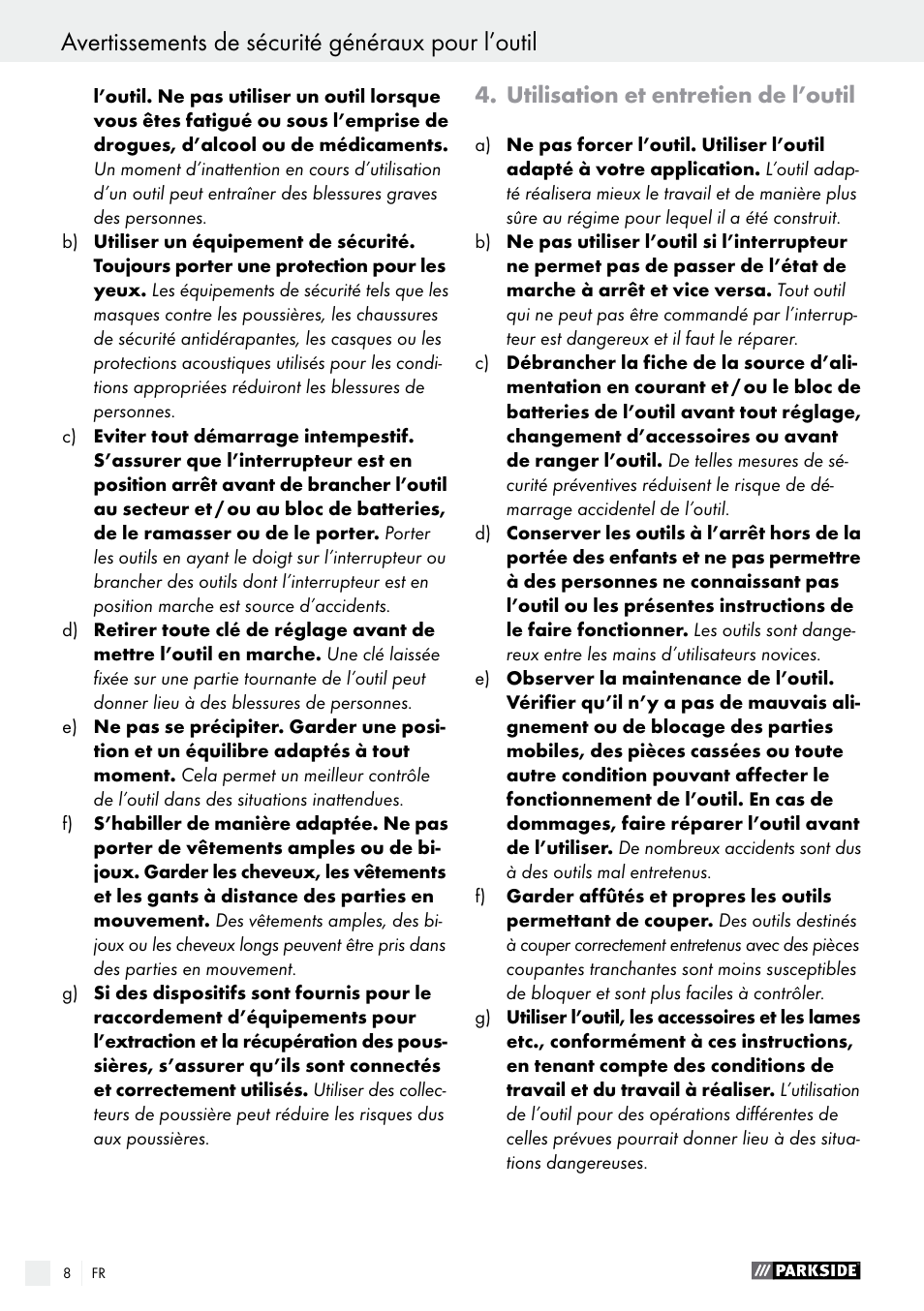 Utilisation et entretien de l’outil | Parkside PHET 15 A1 User Manual | Page 8 / 27