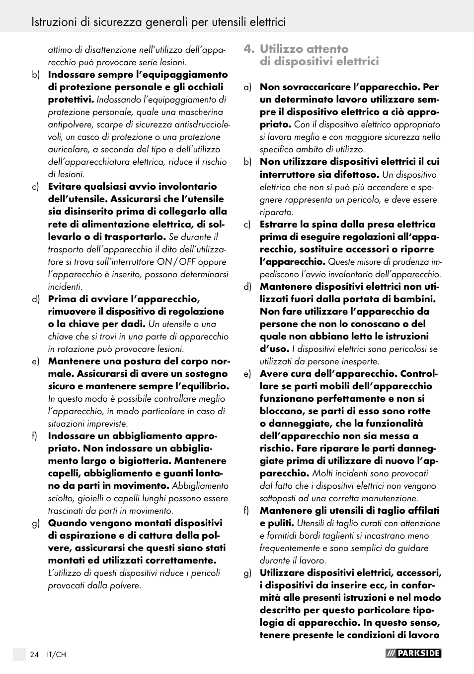Utilizzo attento di dispositivi elettrici | Parkside PHET 15 A1 User Manual | Page 24 / 35
