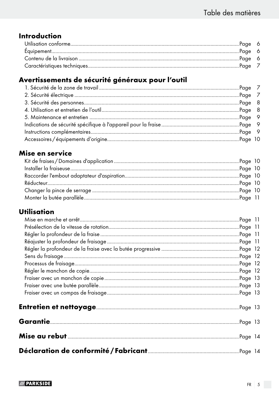 Parkside POF 1200 A1 User Manual | Page 5 / 34