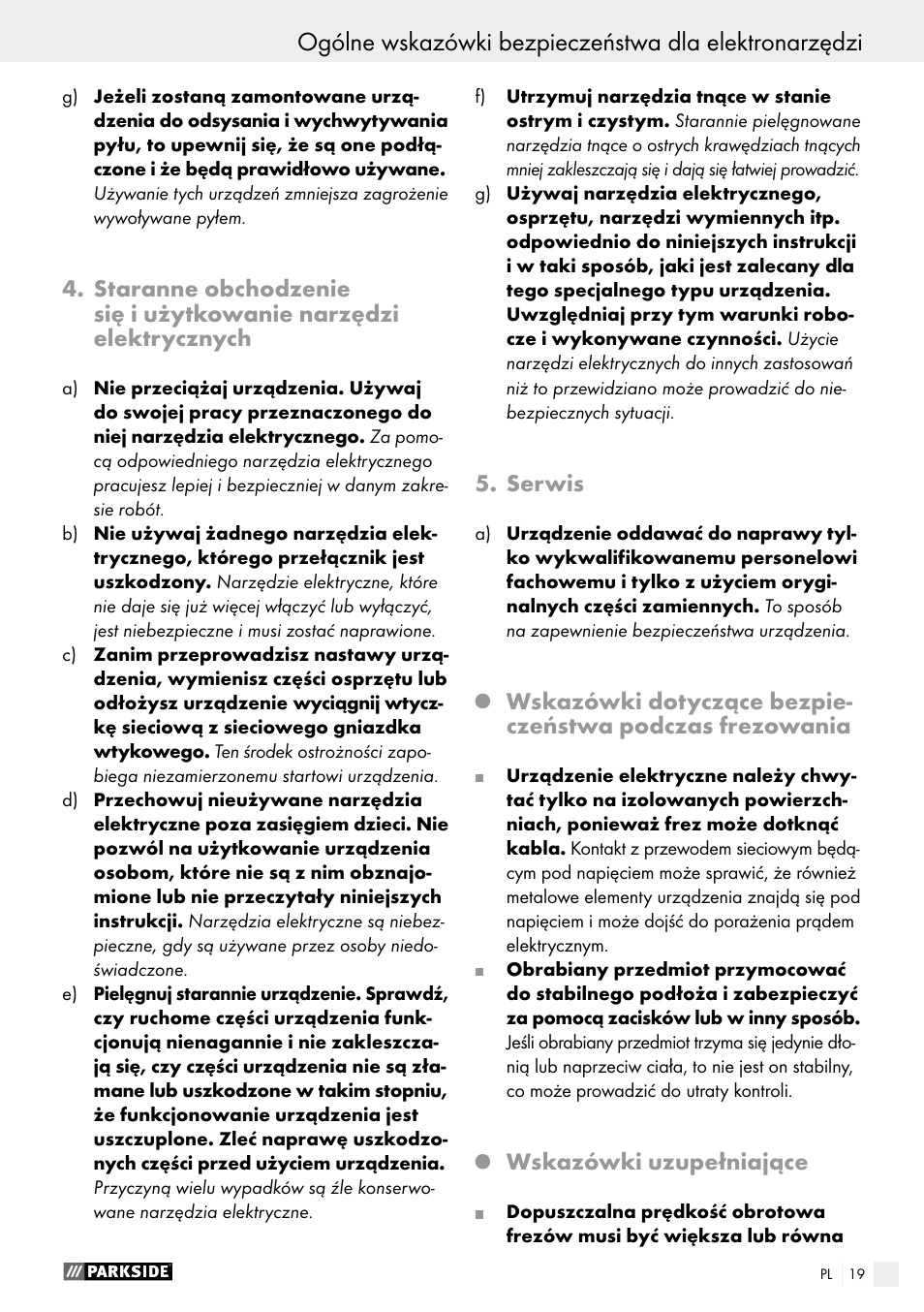 Parkside POF 1200 A1 User Manual | Page 19 / 77