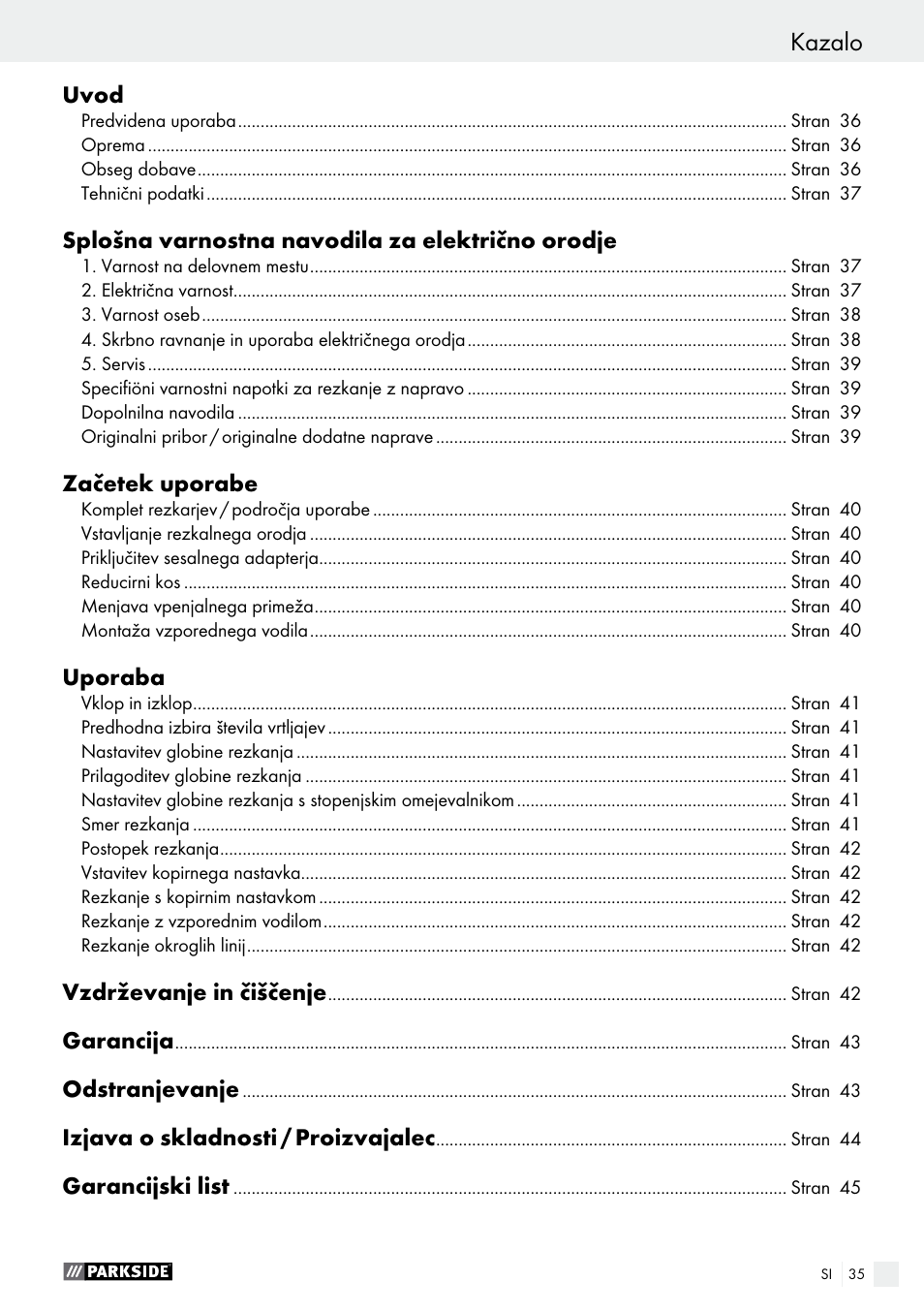 Parkside POF 1200 A1 User Manual | Page 35 / 77