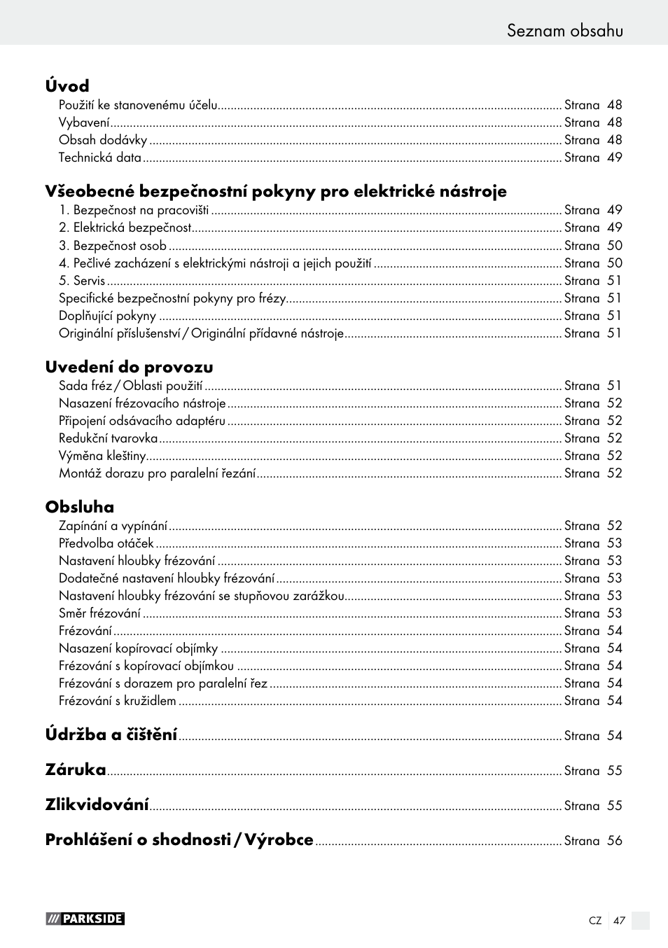 Parkside POF 1200 A1 User Manual | Page 47 / 77