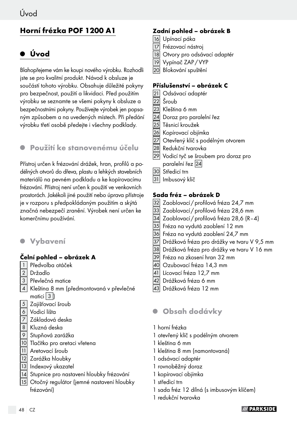 Parkside POF 1200 A1 User Manual | Page 48 / 77