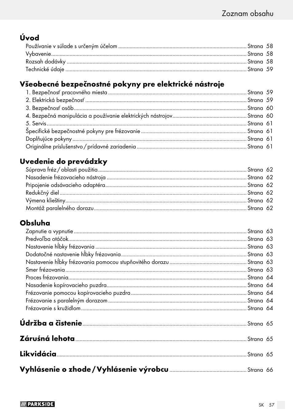 Parkside POF 1200 A1 User Manual | Page 57 / 77