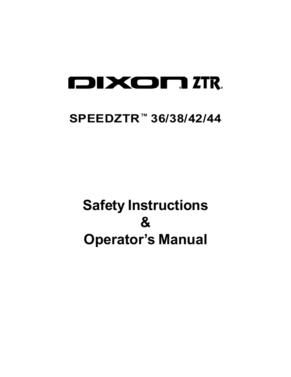 Dixon Speedztr 36 User Manual | 52 pages