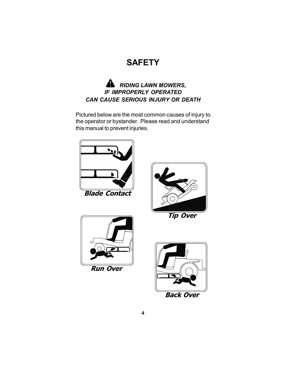 Safety | Dixon Speedztr 36 User Manual | Page 4 / 52