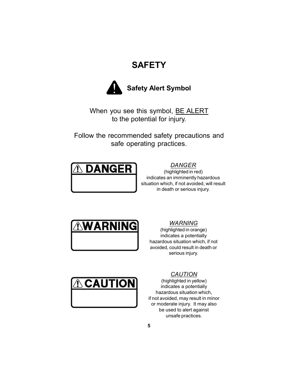 Safety | Dixon Speedztr 36 User Manual | Page 5 / 52
