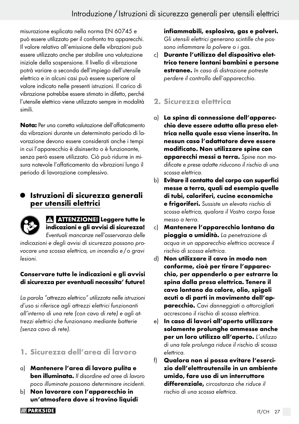 Introduzione | Parkside PSBM 500 A2 User Manual | Page 27 / 43