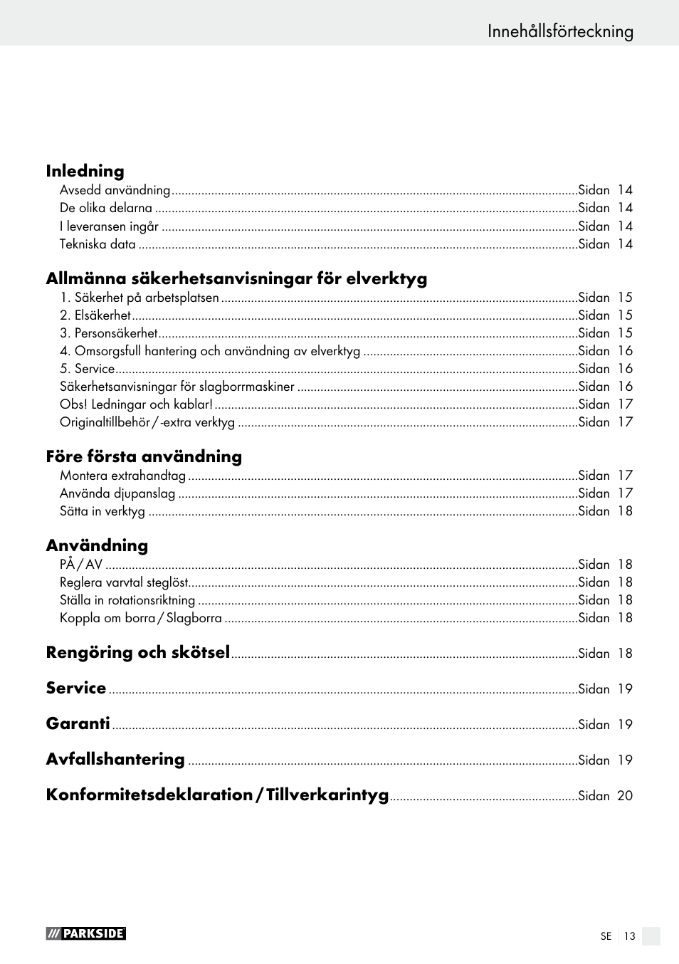 Parkside PSBM 500 A2 User Manual | Page 13 / 58