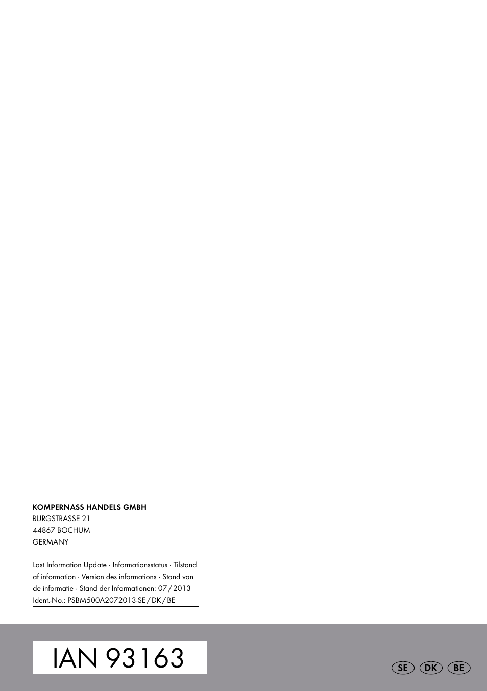 Parkside PSBM 500 A2 User Manual | Page 58 / 58