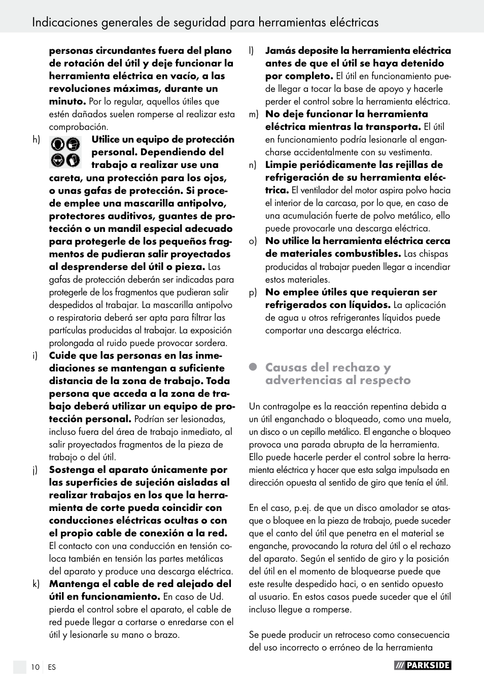 Causas del rechazo y advertencias al respecto | Parkside PMGS 12 B2 User Manual | Page 10 / 67