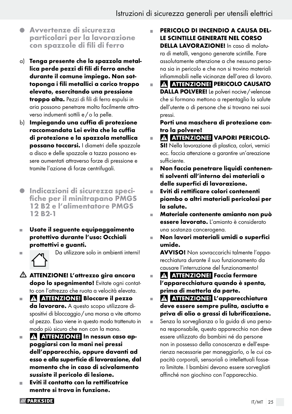 Parkside PMGS 12 B2 User Manual | Page 25 / 67