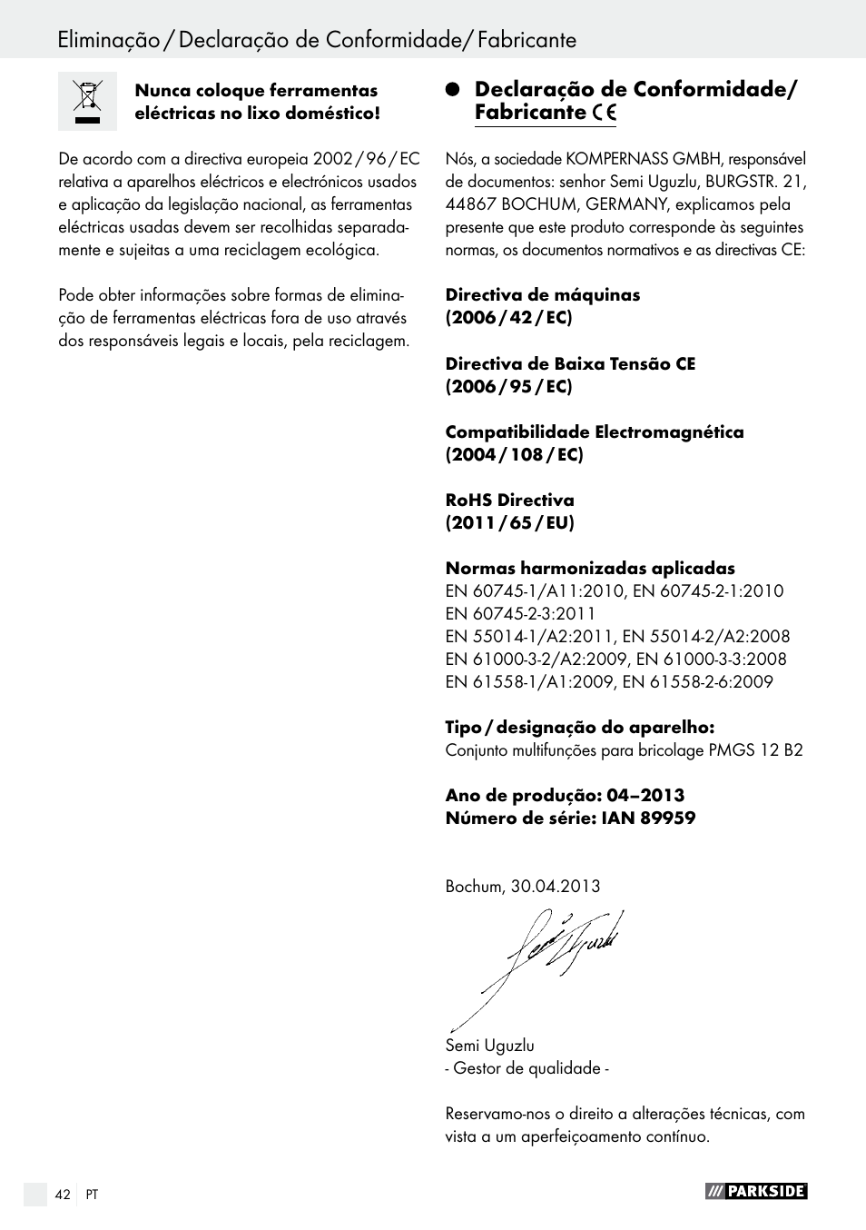 Parkside PMGS 12 B2 User Manual | Page 42 / 67