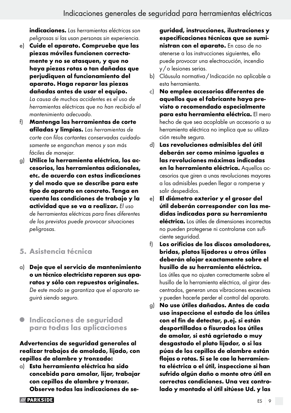 Asistencia técnica | Parkside PMGS 12 B2 User Manual | Page 9 / 67