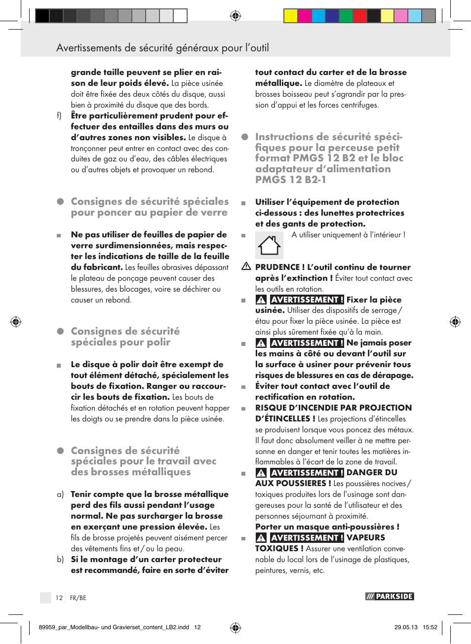 Parkside PMGS 12 B2 User Manual | Page 12 / 52