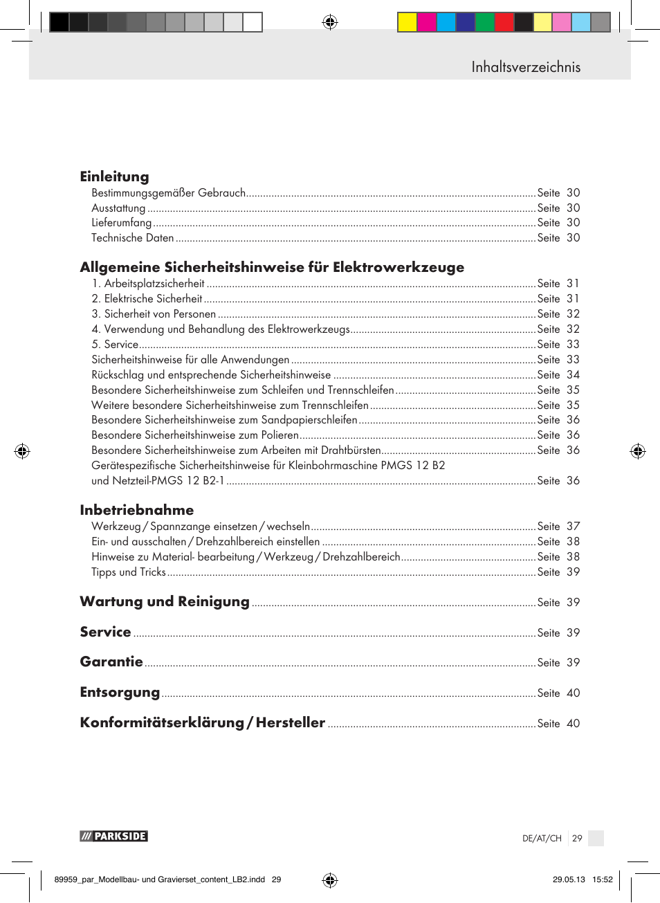 Parkside PMGS 12 B2 User Manual | Page 29 / 52