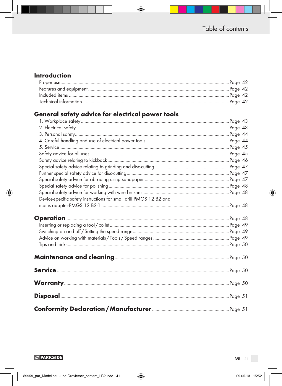 Parkside PMGS 12 B2 User Manual | Page 41 / 52