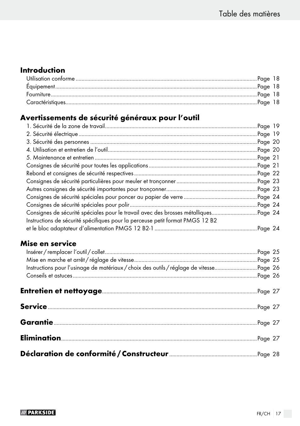 Parkside PMGS 12 B2 User Manual | Page 17 / 54