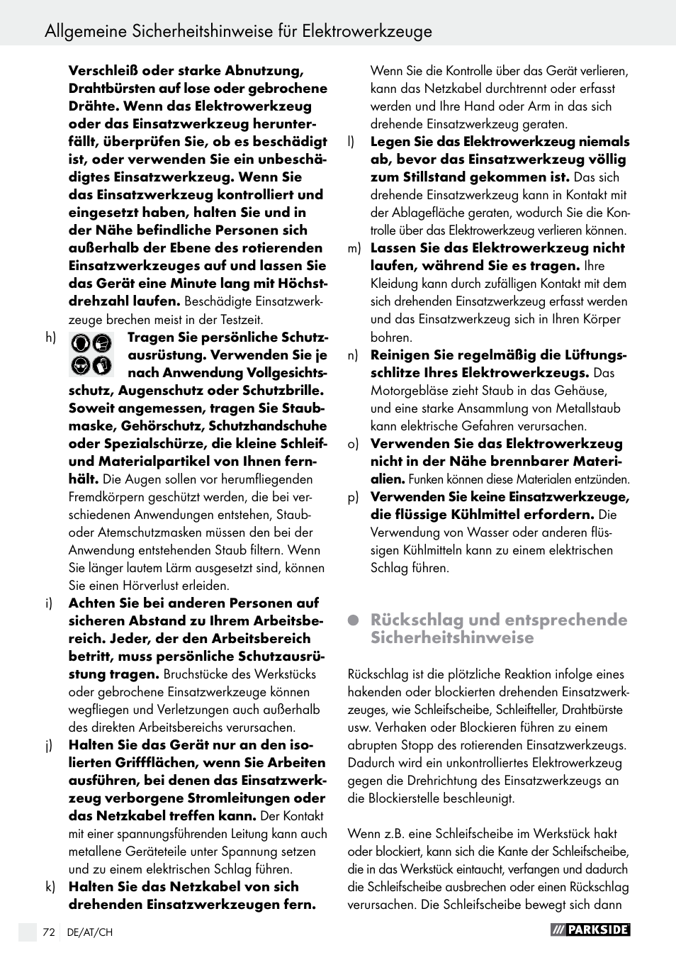Parkside PMGS 12 B2 User Manual | Page 72 / 79
