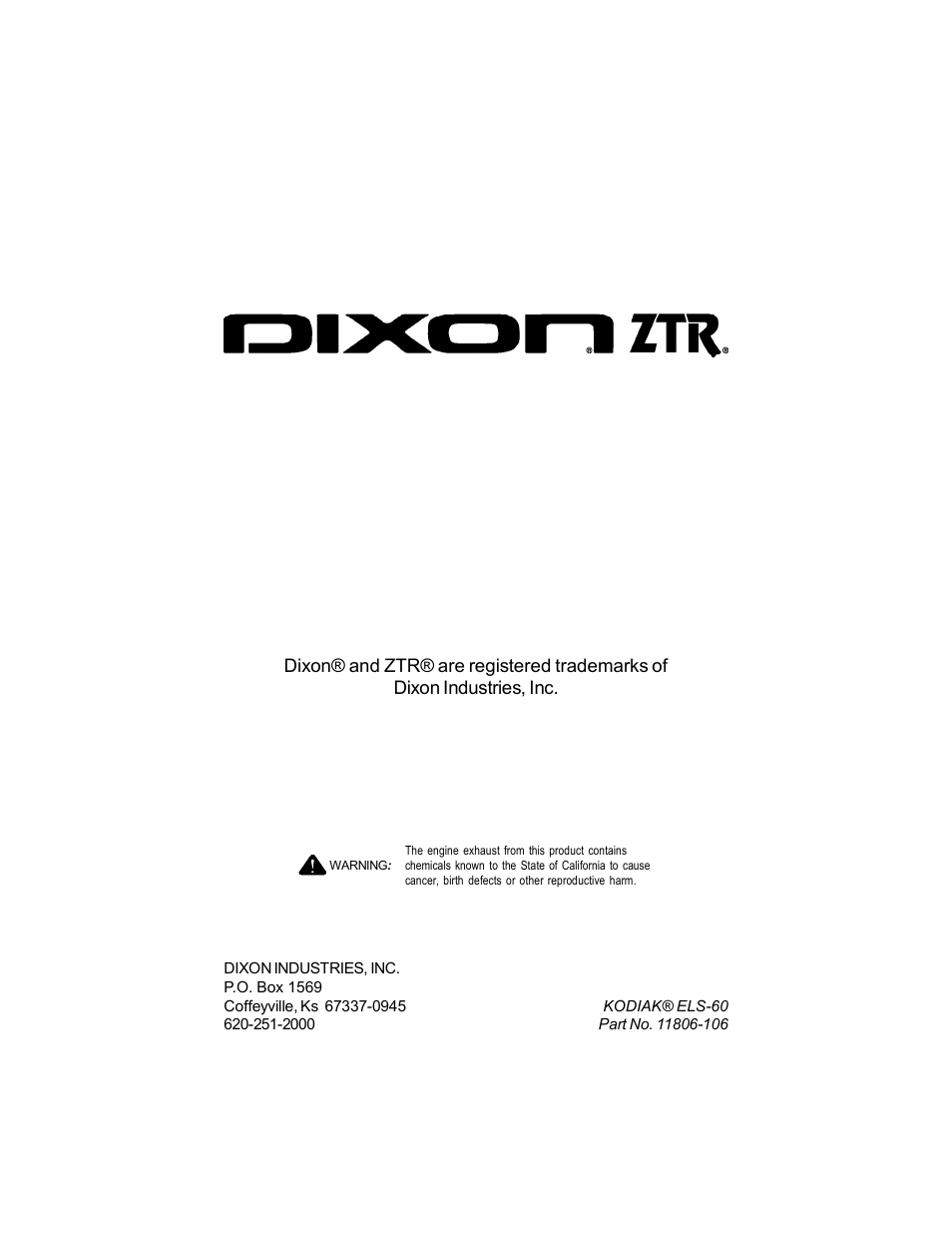 Dixon KODIAK ELS 60 User Manual | Page 52 / 52