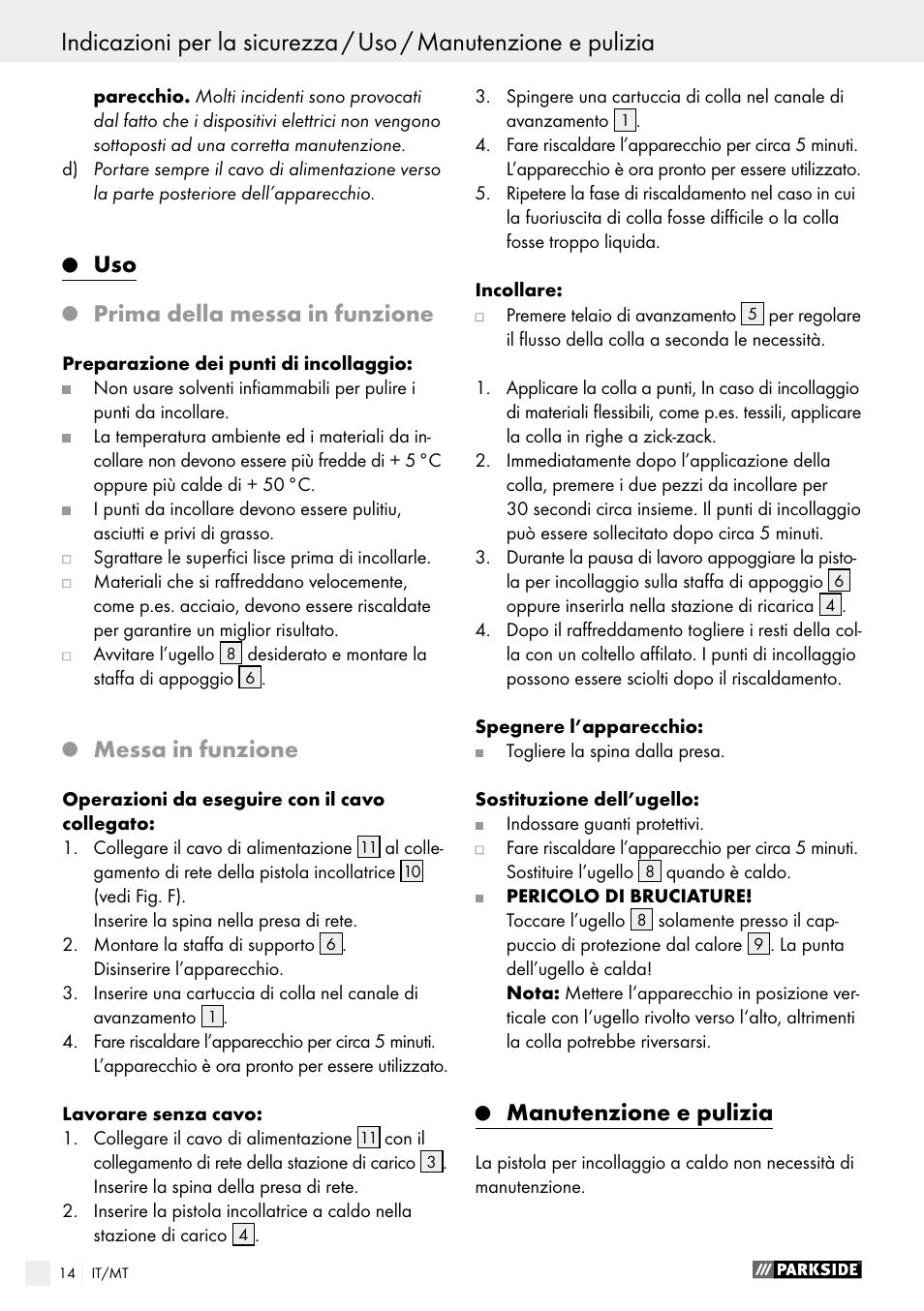 Prima della messa in funzione, Messa in funzione, Manutenzione e pulizia | Parkside PHP 500 B2 User Manual | Page 14 / 34